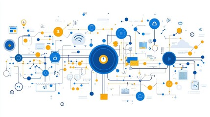Obraz premium Global Network System: Interconnected Data Flow and Digital Technology