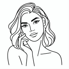 adult woman line art vector