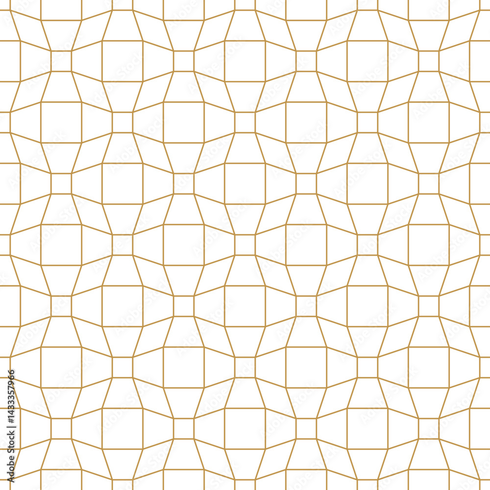 Wall mural seamless geometric pattern background featuring octagons, squares and gold lines in modern and elega