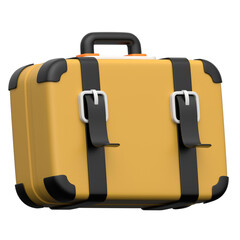 Suitcase 3D icon on transparent background