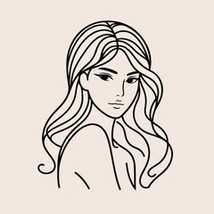 adult woman line art vector