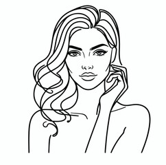 adult woman line art vector