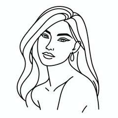 adult woman line art vector