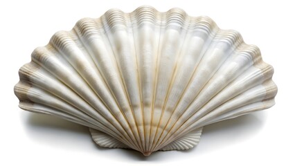 White elegant sea Jacobean scallop shell isolated on white background