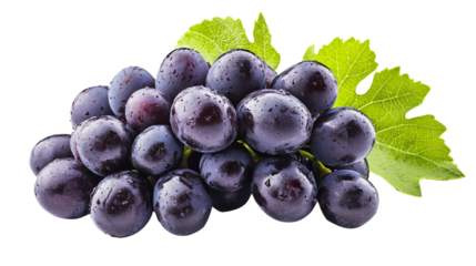 Fresh Purple Grapes Bunch Isolated on Transparent Background for Food and Beverage Advertisement