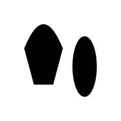 A simple composition featuring a black trapezoid shape and a black circle on a white background image view