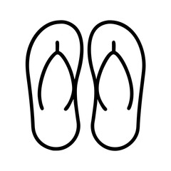 flip flops line drawn footwear vector art - illustration flip flops, isolated white background