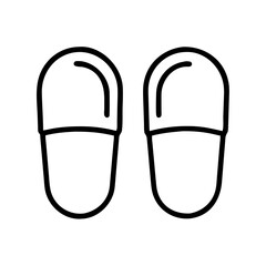 slippers line drawn footwear vector art - illustration slippers, isolated white background