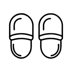 slippers line drawn footwear vector art - illustration slippers, isolated white background