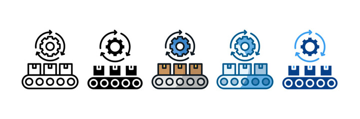 Manufacturing Process Icon Set Multiple Style Collection