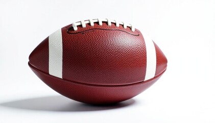Leather football on white background, laces visible, gameday, play, laces