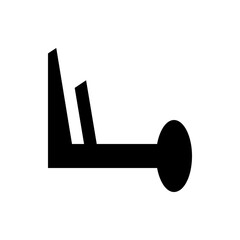 Black wind direction symbol with angled lines and a circle indicating wind direction on a white background