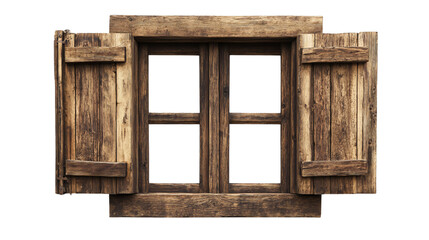 Natural Wooden Window Isolated on Transparent Background for Interior Design Projects