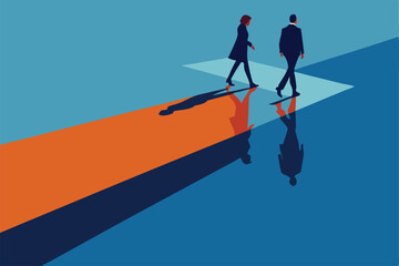 reflections of people in puddles on pavement .eps
