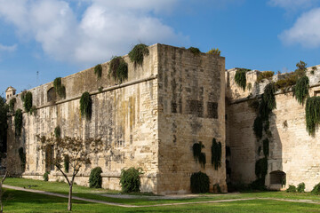 Outer walls of the medieval Castle of Lecce, Italy in the center of the city
