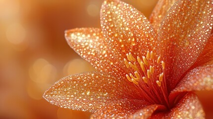 Orange Lily Dewdrops Macro Photography