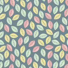 Seamless geometric pattern of autumn leaves and twigs. Vector
