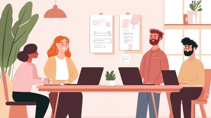 Group of Diverse Professionals Collaborating in Modern Office