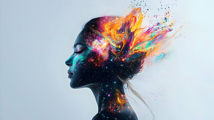Obraz premium Abstract Colorful Portrait Of A Woman