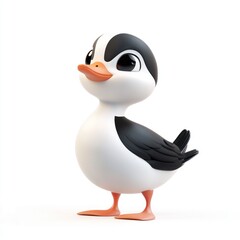 Fototapeta premium cute cartoon Long-tailed Duck character 3D render isolated on white background