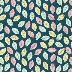 Seamless geometric pattern of autumn leaves and twigs. Vector
