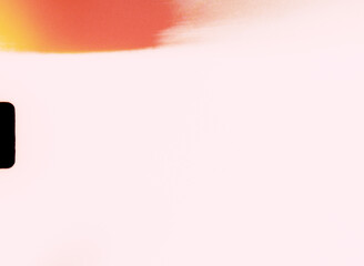 Obraz premium Abstract pink and orange gradient background with black rectangle