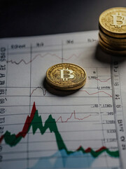 Minimalist coin and chart setup for economic growth visuals.