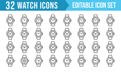 Versatile Watch Icons for Various Digital and Graphic Design Projects