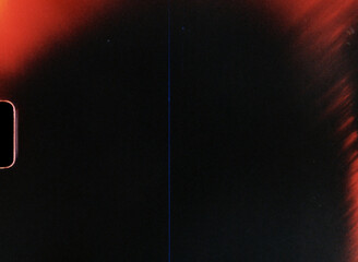 Authentic analog film light leaks and burned reel frame edge effect overlay with dust and scratches