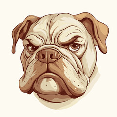 Grumpy bulldog vector cartoon portrait