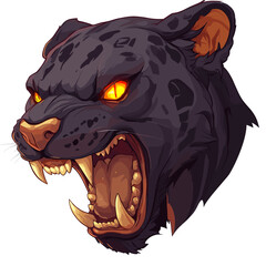 Fierce black panther growling vector art