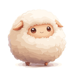 Cute fluffy sheep cartoon vector illustration