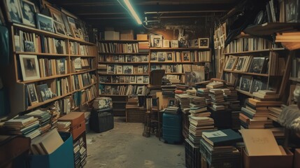 Obraz premium An Overcrowded Room Filled With Books Shelves And Pictures