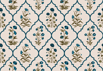 Hand drawn colourful geometric flowers, seamless patterns with floral for fabric, textiles, clothing, wrapping paper, backdrop, banner, illustration, abstract backgrounds.

