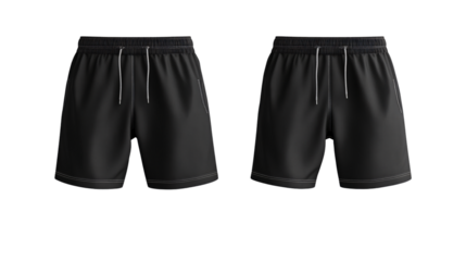 Professional Blank Black Sport Shorts 3D Render Front and Back Mockup for Designers