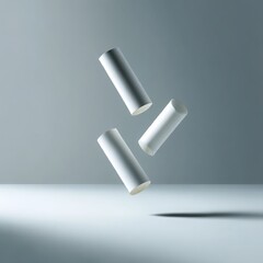 Fototapeta premium Floating chalk pieces still life shot on white background