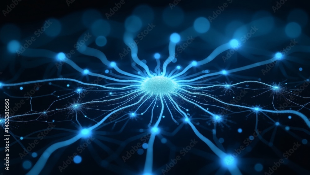 Poster a digital representation of neural network, a connection between neural cells