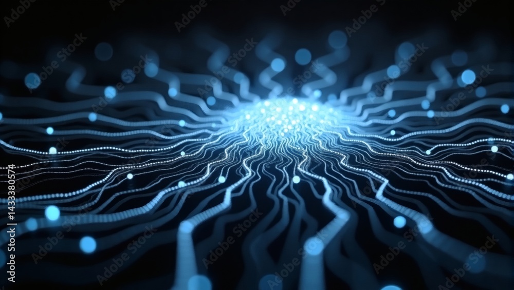 Aufkleber an abstract representation of neural network, illustrating interconnected pathways and digital communication