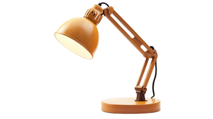 Modern Desk Lamp Illuminating Workspace Isolated on White Background