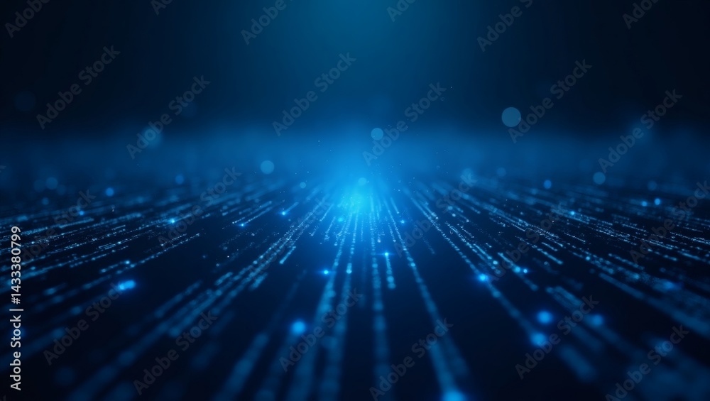 Poster Abstract digital data flow and network connection. Bright and futuristic technology.