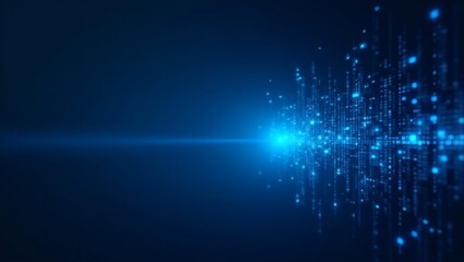Obraz premium abstract digital data flowing with bright blue particles in a futuristic and high-tech concept, highlighting the vastness of the digital world.