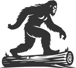 Vector silhouette of a bigfoot