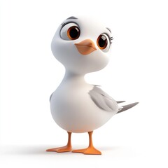 Fototapeta premium cute cartoon Mediterranean Gull character 3D render isolated on white background 