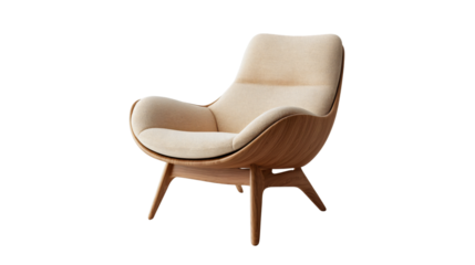 Elegant Minimalist Scandinavian Lounge Chair on White Background