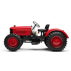 Obraz premium Red Vintage Tractor with Side View.