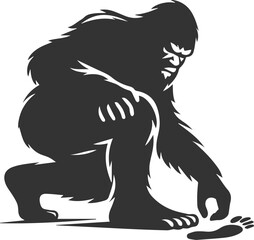 Vector silhouette of a bigfoot