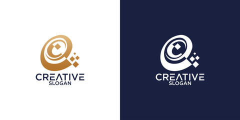 letter e monogram logo vector design