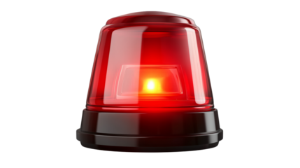 Bold Red Emergency Siren for Alerting, Isolated on Transparent or White Background