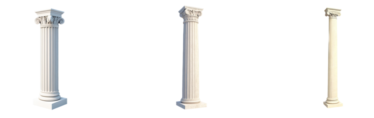 A concept of ancient Roman columns, set in a cut-out style, highlighting classical design elements such as fluting and capitals, symbolizing strength, stability, and timeless architectural beauy.