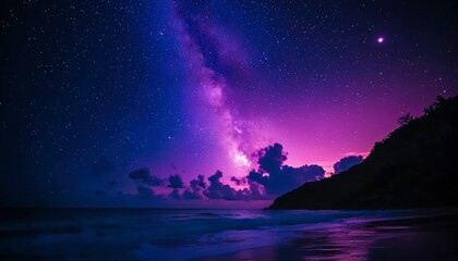 Fototapeta premium Night sky over ocean